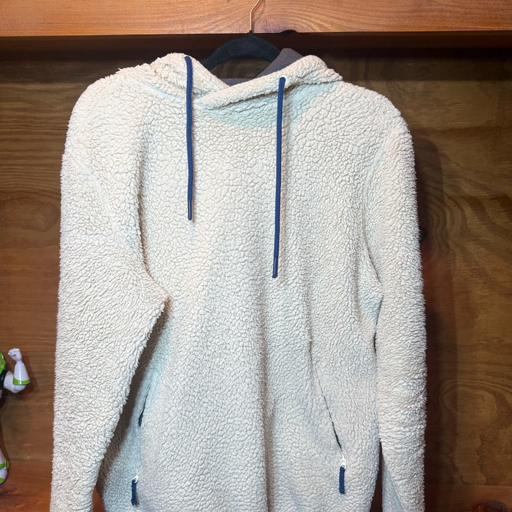 Chubbies Cream Sherpa Hoodie with Blue Details